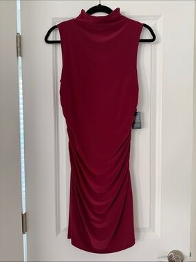NWT Express Sleeveless Mock Neck Midi Dress in Burgundy